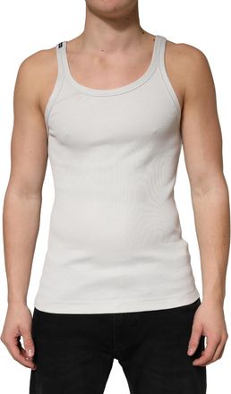 Dolce & Gabbana Gray Cotton Ribbed Sleeveless Tank Top Mens T-shirt