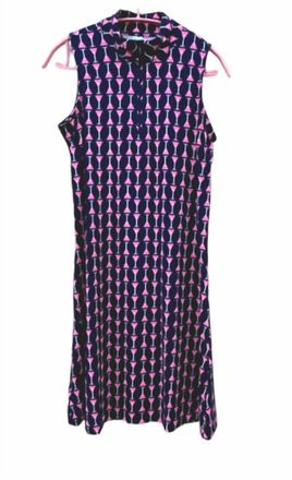 Beach Time Pink Martini Navy Dress
