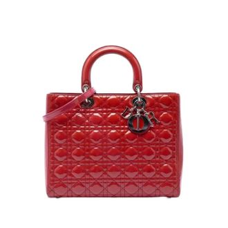 Dior Pre-owned Lady Dior Handbag - Dames - Pre-owned - Rood - Maat: ONE Size Leer