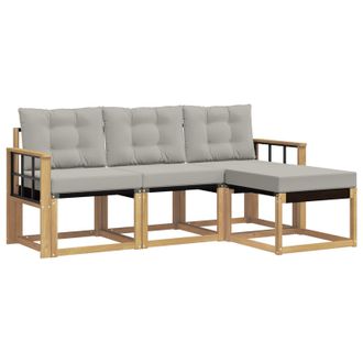 vidaXL Conjunto De Sof&aacute;s De Exterior 4 Pcs Blanco Y Gris Claro Vidaxl