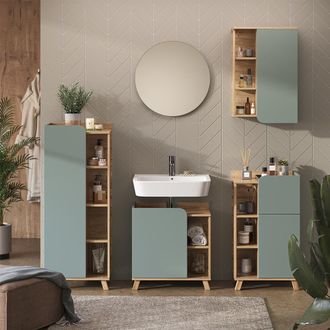 Vicco Conjunto De Muebles De Ba&ntilde;o Karen, Gris Azulado, 5 Partes