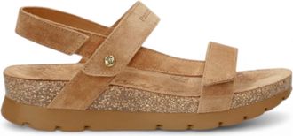 Panama Jack Dames Wedge Bark Brown Su&egrave;de Leren Sandals - Selma B10
