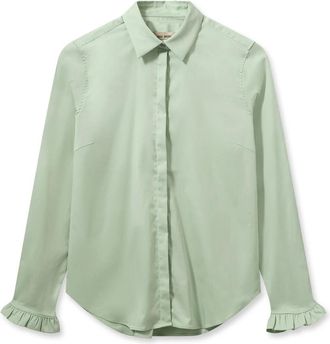 Mos Mosh Vrouwelijk Shirt met Ruchedetails - Dames - Overhemden - Groen - M - Katoen - Overhemden