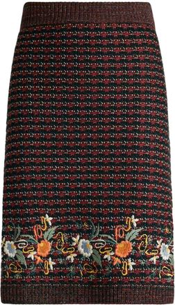 Etro boucl&eacute; embroidered skirt - women - Wool/Acrylic/Polyester - 42 - Black