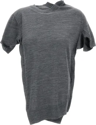 Junya Watanabe Grey Deconstructed Crew Neck Wool Sweater
