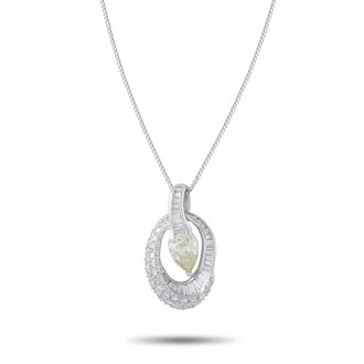 Luxury Bazaar Platinum 1.78ct Diamond Oval Halo Pendant Necklace MF02-062326