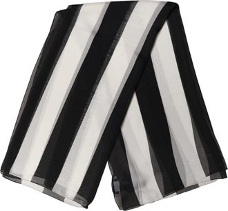 Dolce & Gabbana Black White Stripe Silk Square Foulard Womens Scarf