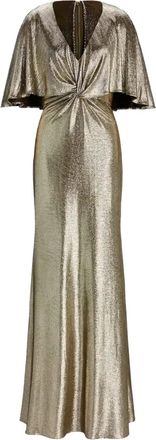 Lauren Ralph Lauren metallic-effect ruffled-detail maxi dress - Gold