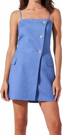 Astr Azria Button-Front Wrap Dress In Blue