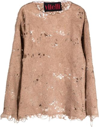 Vitelli distressed-effect DOOMBOH jumper - women - Polyamide/Acrylic/Wool - 2 - Neutrals