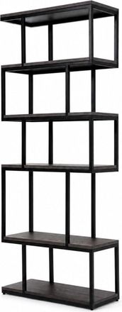 Woodek Estanter&iacute;a de roble, chapa y metal negro 70 cm, espresso