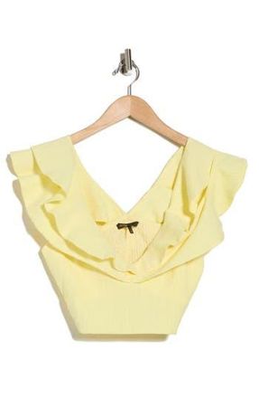 Maje Lilant Ruffle Top in Jaune at Nordstrom Rack, Size 3 (Fits Like 8 Us) / 40 Eu