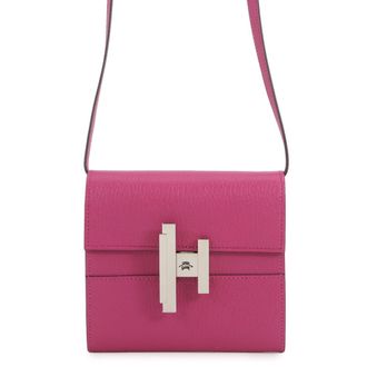 Herm&egrave;s Rose Purple Chevre Myzore Leather Chain/Shoulder Wallet (Pre-Owned)