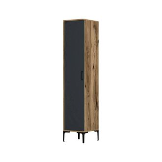 Dmora Armario Multiusos 1 Puerta Mekbuda, Muebles Multifuncionales, Zapatero, Armario Para Zapatos, 40x201h48 Cm, Nogal Y Antracita, Con Embalaje Reforzado 