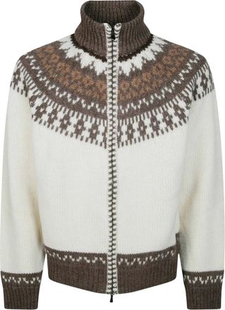 Altea Jacquard-Knit Zip-Through Jacket with High Neck and Ribbed Details