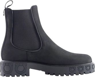 Ferragamo Womens Elastic Side Chelsea Boots In Black