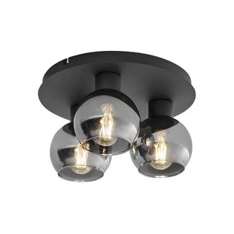 QAZQA Lampada da soffitto vidro - Art déco - Vetro,Acciaio - Grigio/Nero - Tondo Max. 3 x Watt - Qazqa