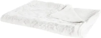 Beliani Coperta Di Plaid Decorativa Da Soggiorno 180 X 220 Cm Bianca Tourza