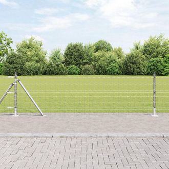 Berkfield Home Euro Fence with 13 Flanged Posts 0.4x50 m Galvanised Steel in Silver