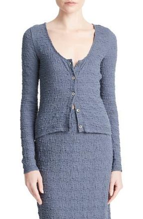 Vince Textured Jacquard Button-Up Top in Dark Sea Steel at Nordstrom Rack, Size X-Large
