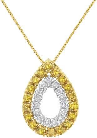 House of Brilliance Yellow Gold Plated Silver Treated Yellow Diamond Pear Shape Pendant Necklace in Yellowwhite | Diamond at Nordstrom