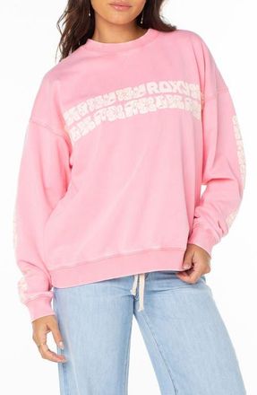 Roxy Lineup Oversize Graphic Sweatshirt in Strbry Pnk at Nordstrom, Size Xx-Large