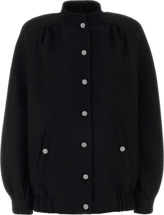 Alessandra Rich Black Wool Bomber Jacket