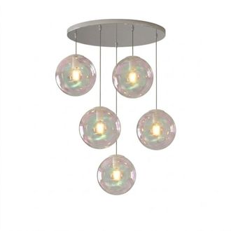 Top-Light Lampadario Moderno Top Light Iris 1234 20x5+r60t6 Cr E27 Led Metallo Vetro Iridescente