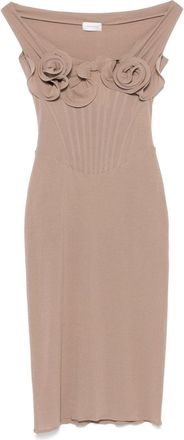 Magda Butrym Flower-Appliqué Bustier Midi Dress - Womens - Silk/Elastane/Cotton