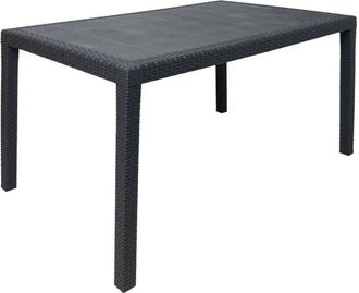 Dmora Mesa De Jard&iacute;n Dmachac, Mesa De Comedor Rectangular, Mesa De Jard&iacute;n Multiusos Efecto Rat&aacute;n, 100% Made In Italy, 150x90h72 Cm, Antracita - Dmora