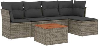 vidaXL Set De Muebles De Jard&iacute;n 6 Pzas Y Cojines Rat&aacute;n Sint&eacute;tico Gris Vidaxl