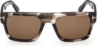 Tom Ford Cyrus 53mm Square Sunglasses in Grey Taupe Stripes/roviex at Nordstrom