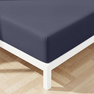 KASANOVA Lenzuolo matrimoniale con angoli in microfibra mano pesca blu scuro