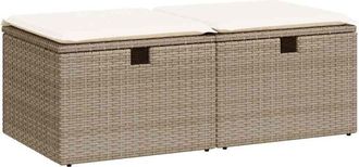 vidaXL Set sofás jardín y cojines 2 pzas ratán sintético acacia beige Vidaxl