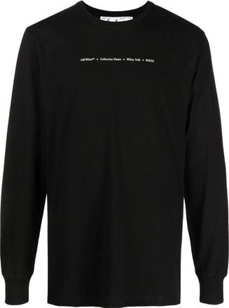 Off-white Cotton Arrow Logo Printing Round Neck Long Sleeves Black OMAB001F21JER0021084
