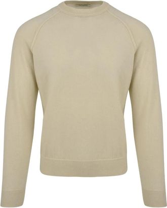 FILIPPO DE LAURENTIIS Rondgebreide trui - Heren - Ronde hals truien - Beige - 2XL - Wol - Truien & Vesten