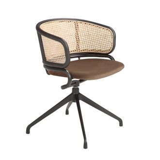 Angel Cerd&aacute; Silla giratoria rattan y terciopelo marr&oacute;n