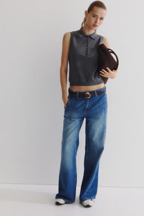 H&M Wide Regular Jeans in Denim Blue at Nordstrom, Size 14