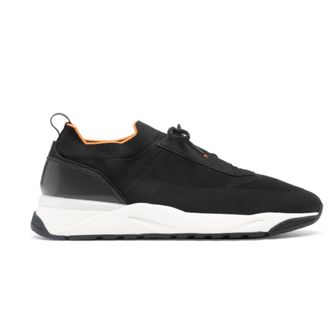 Santoni Zwarte Gebreide Panel Sneakers - Heren - Sneakers - Zwart - 41 EU - Schoenen
