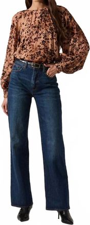 Astr Reyen Balloon Sleeve Top In Taupe Leopard Print