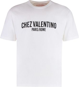 Valentino Mens Cotton Crew-neck T-shirt - White - Size X-Large
