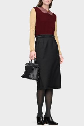 Maison Margiela Wool Skirt With Raw Finish, Womens, Black