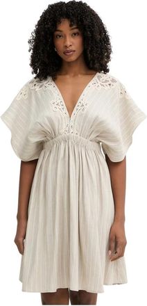 Twinset A-lijn Minijurk - Dames - Korte kleedjes - Beige - M - Polyester - Kleedjes