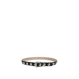 Khaite Belts, female, Black, Size: 90 CM Studded Silver Buckle Belt