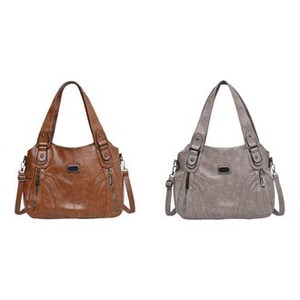 Generic PU Leather Shoulder Bag Fashion Crossbody Bag Large Tote Bags for Women (Brown)