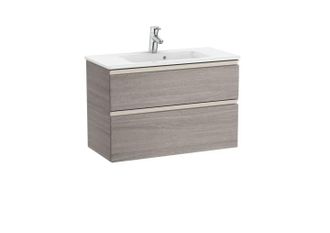 Roca Pack Unik Mueble Base Compacto De 2 Cajones + Lavabo The Gap Roca Color: Roble City Texturizado - Medidas: 805x380x537 Mm