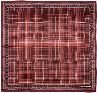 Acne Studios Volta Check Organic Silk Square Scarf in Burgundy/brown at Nordstrom