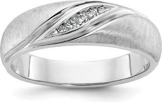 Diamond2Deal 14k White Gold Lab Grown Diamond Wedding Band Ring 0.06Ct Clarity- VS Color- G-H