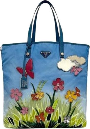 Prada Pre-owned Vintage Tote Bag - Dames - Vintage Shopper - Blauw - ONE Size - Nylon - Vintage