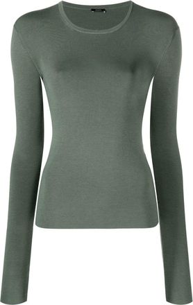 Joseph fine-knit round-neck jumper - women - Polyamide/Silk/Spandex/Elastane - L - Green